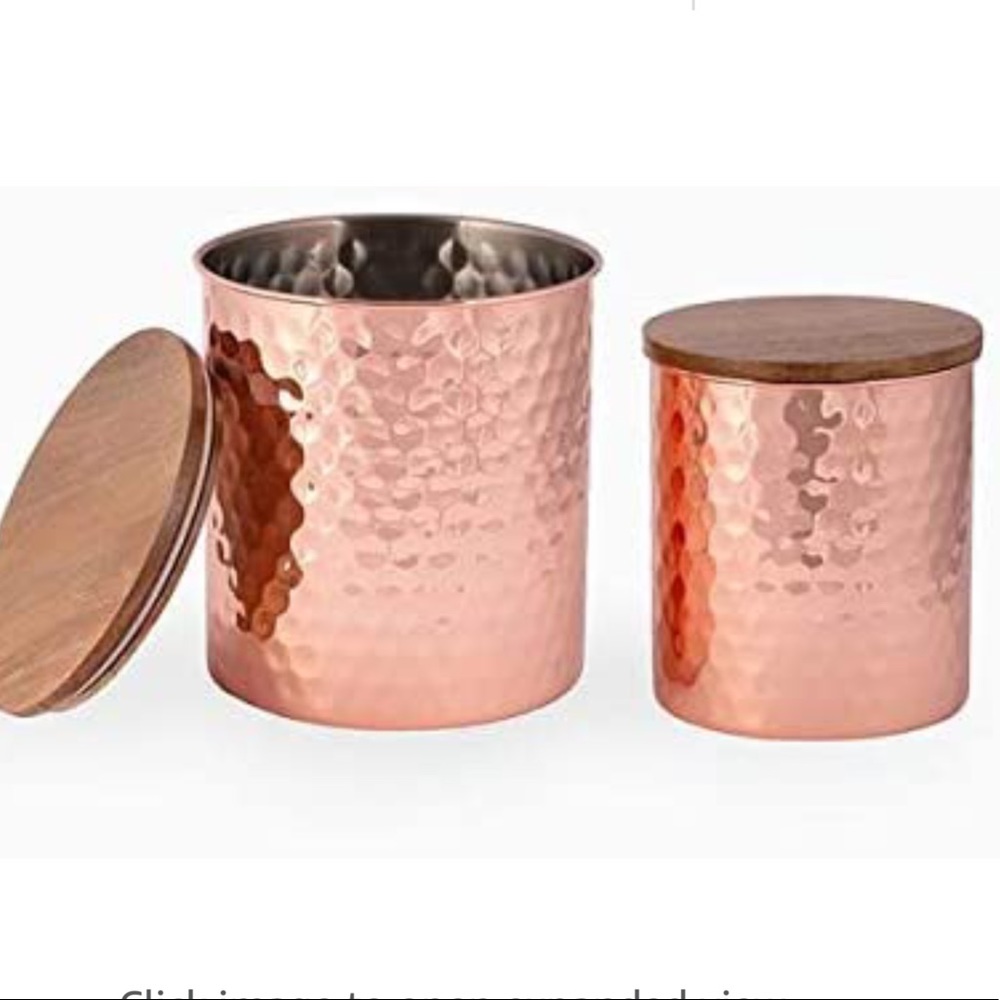 Uncommon James Hammered Copper Two Piece Canister Set NWT